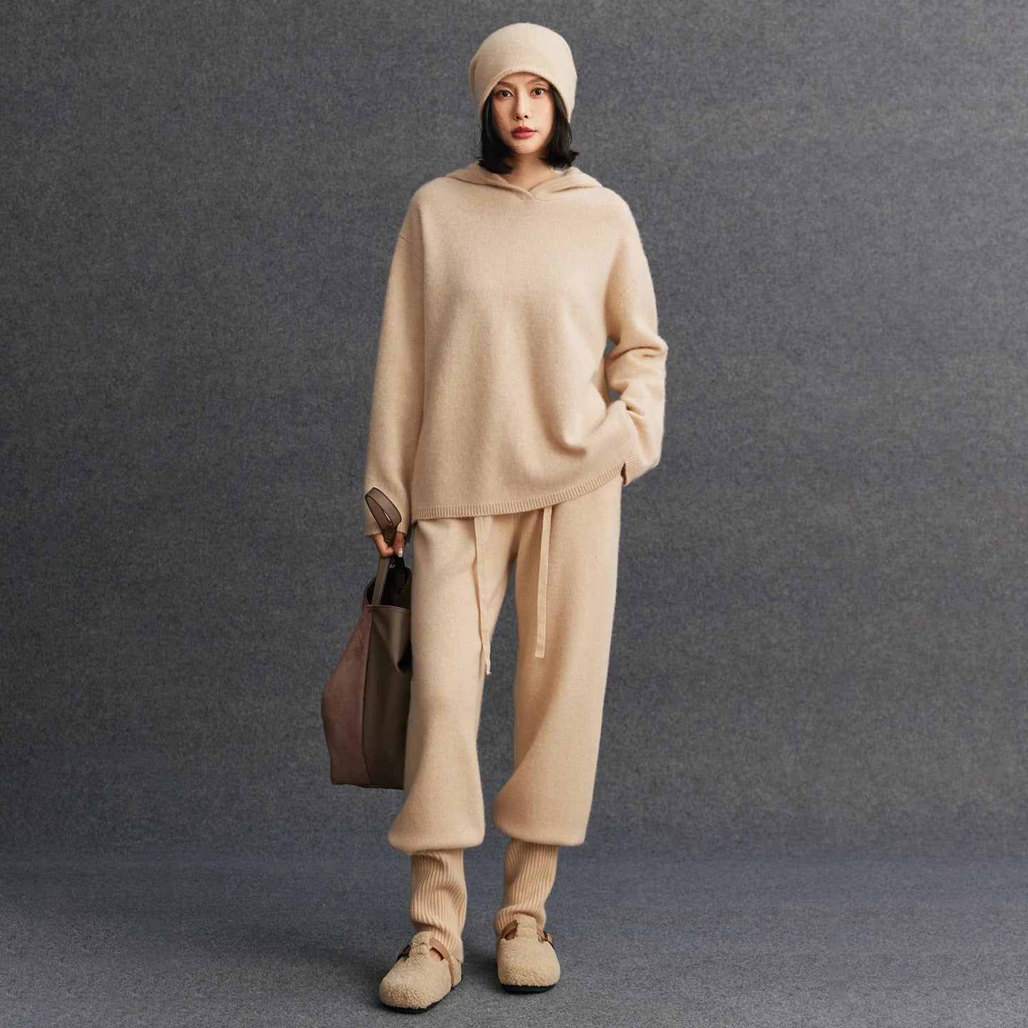 100% Pure Cashmere Hooded Set - Premium Luxury Loungewear