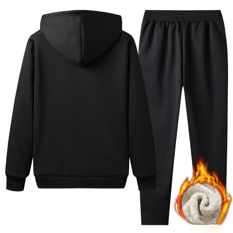 Plush Winter Tracksuit Set - Thickened Warm Hoodie & Trousers | McDowell Gray
