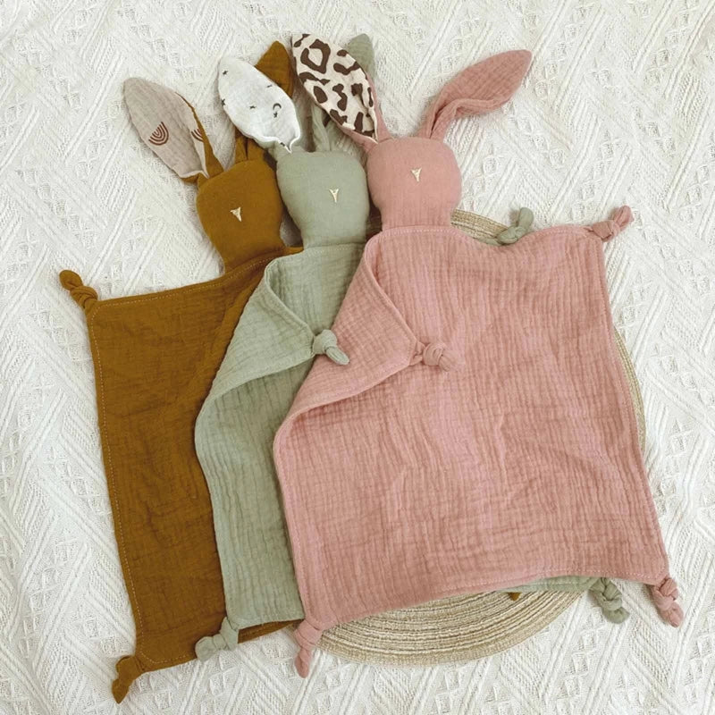 Premium Cotton Baby Comfort Blanket - Rabbit Lovey Security Blanket