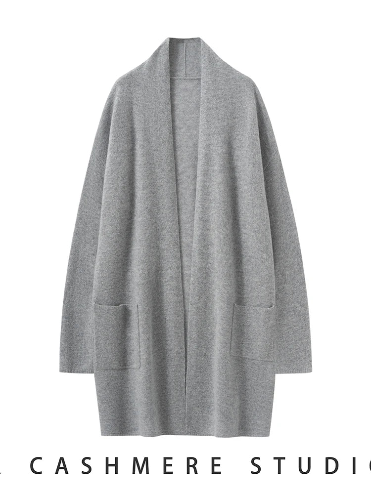 100% Pure Cashmere Long Cardigan - Luxury Knitwear Coat