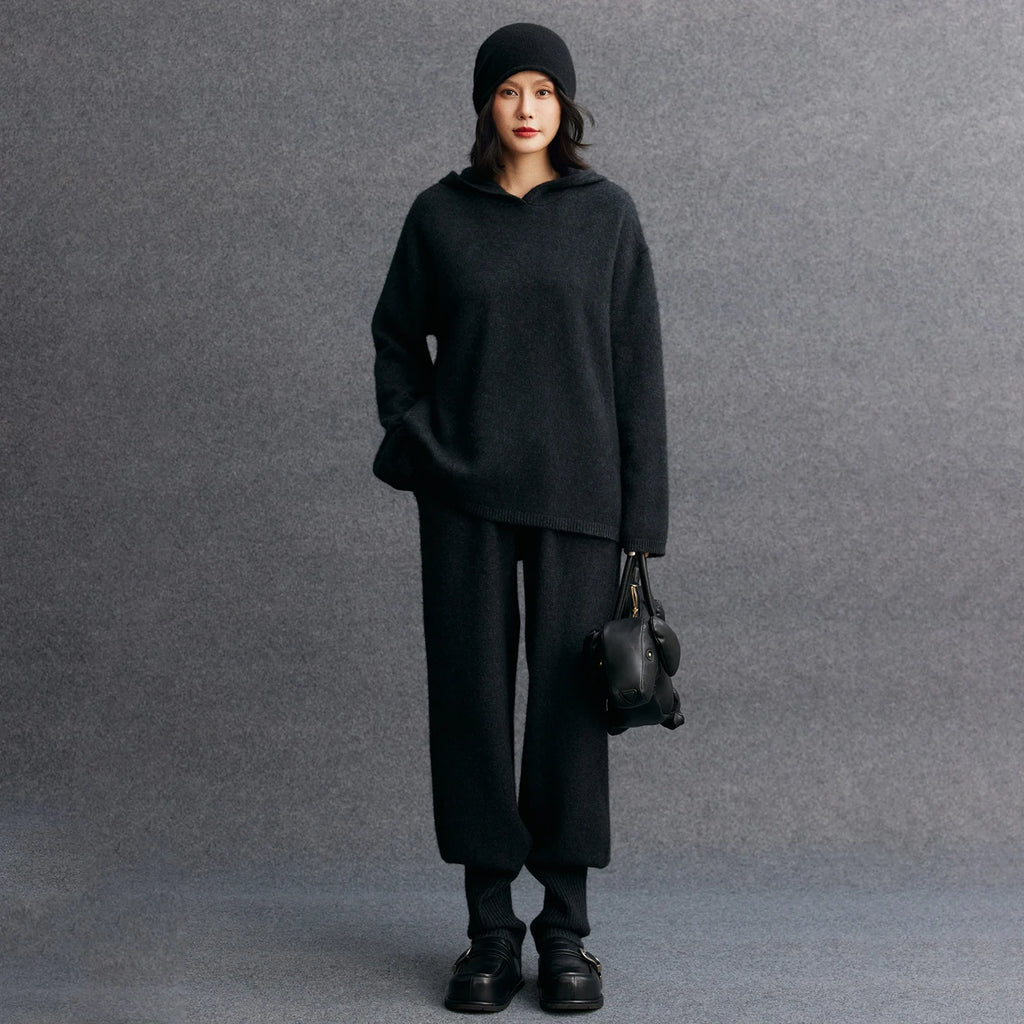100% Pure Cashmere Hooded Set - Premium Luxury Loungewear