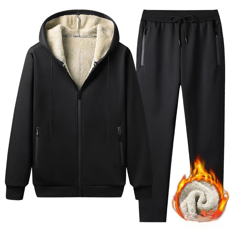 Plush Winter Tracksuit Set - Thickened Warm Hoodie & Trousers | McDowell Gray
