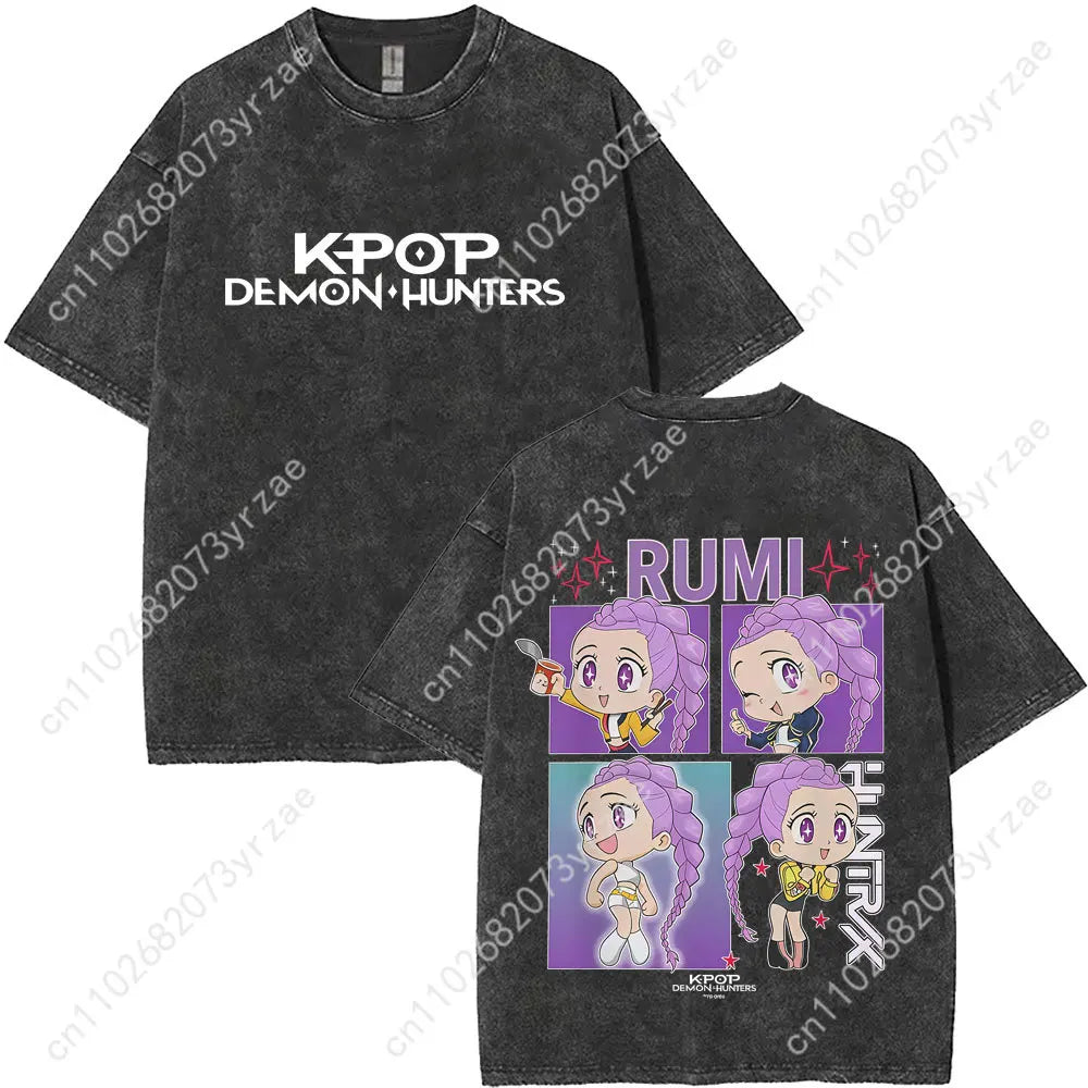 K-pop Demon Hunters Vintage T-Shirt | Premium Cotton Retro Wash Tee